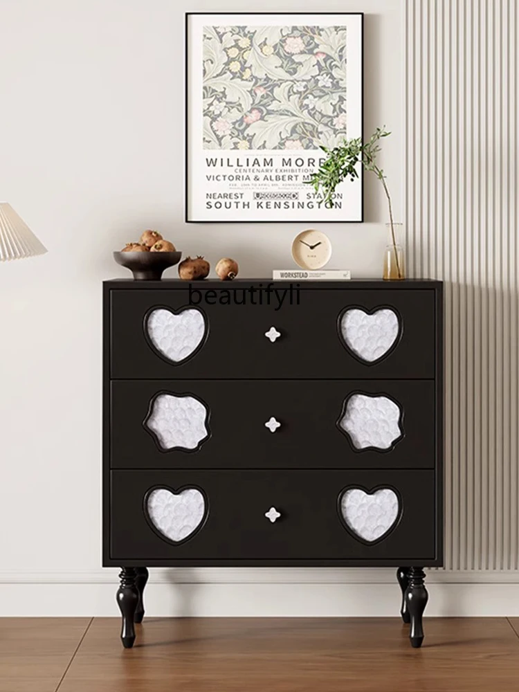 French Style Chest of Drawers Shell Solid Wood  Retro Nordic Chest of Drawer Home Curio Cabinet Living Room Art Storage Cabinet