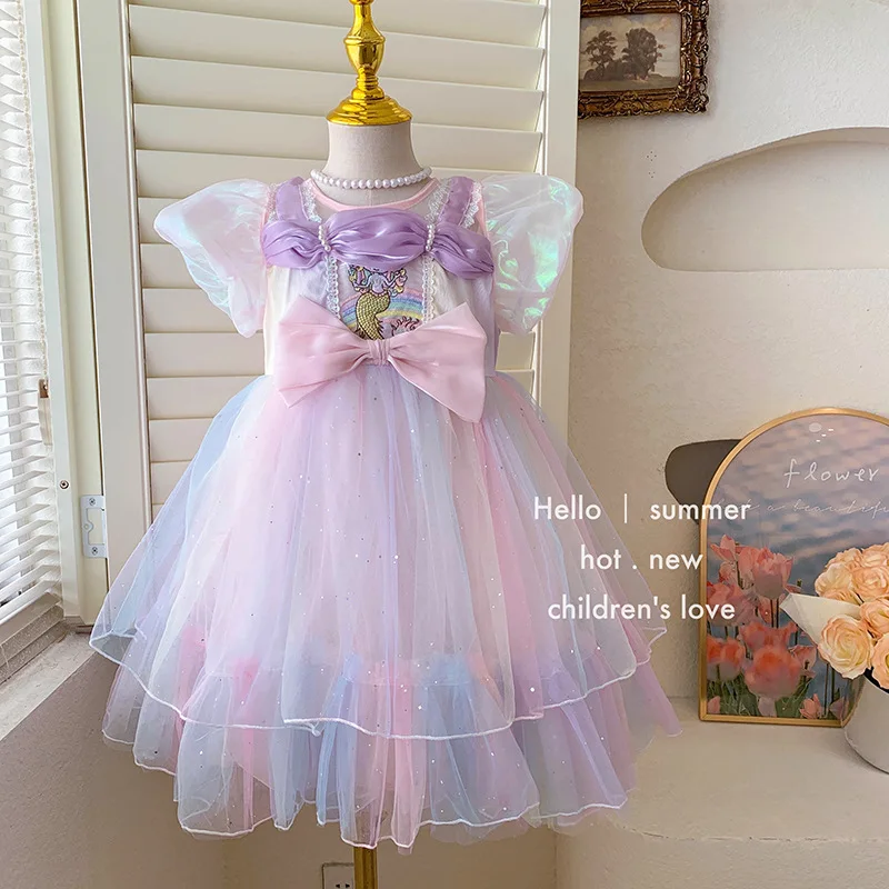 Girls fashionable dress2024summer new super fairy thin princess skirt fashion baby girl tulle tutu skirt