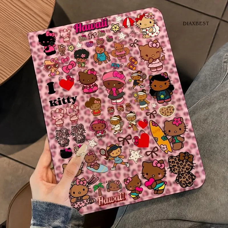 

IPadAir7 silicone protective case iPadpro book style 10.2 leopard print Hello Kitty new mini 7/6iPad 10/11th generation