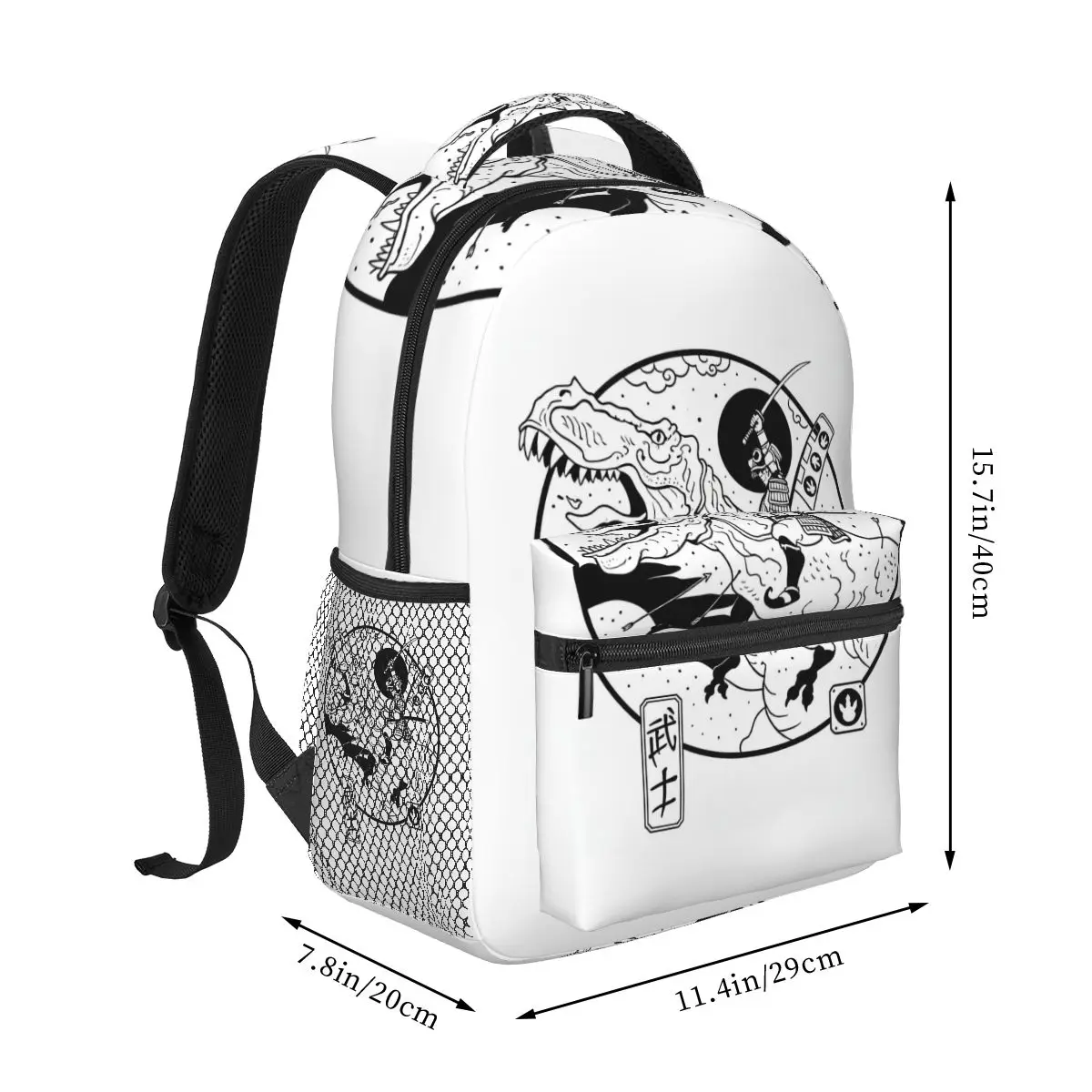 Anime Samurai Riding Dinosaur Backpack Student Boys Girls BookBag Kids School Bag Computer Shoulder Bags for Men Women