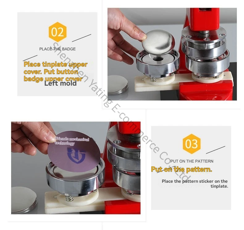 Button Press Machine Badge Press Red Badge Machine 32/58/75mm 3-in-1 Set Bottle Opener Screwdriver Keychain Badge Machine