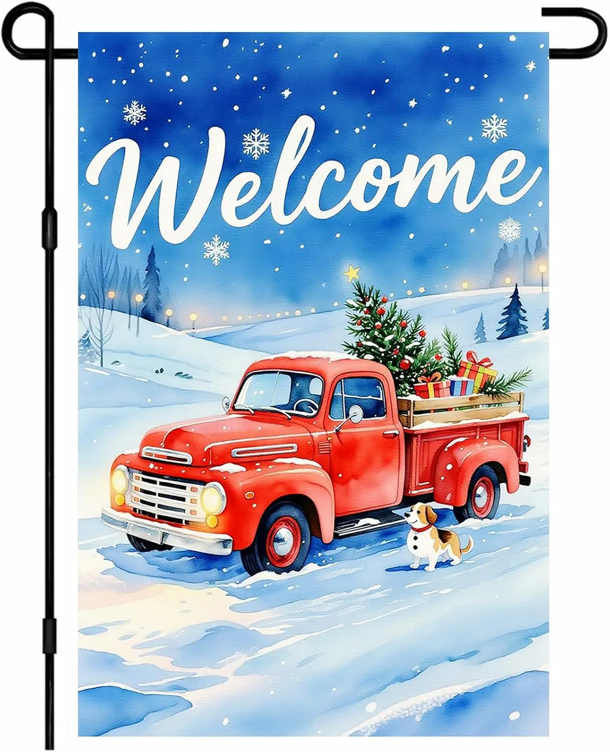 IVN Winter Garden Flag 12x18 Inch Christmas Truck Welcome Flag Double Sided Outdoor Yard Banner for Porch Lawn Patio Christm hhz