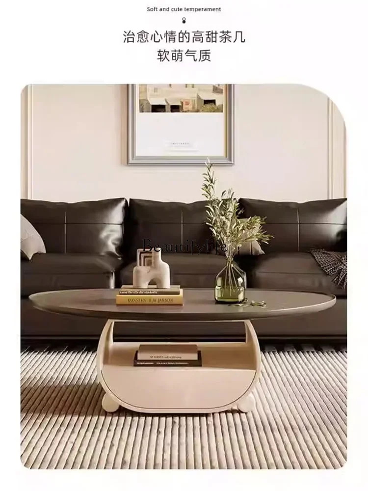 

XX39Home living room small apartment coffee table high-end cream style retro minimalist