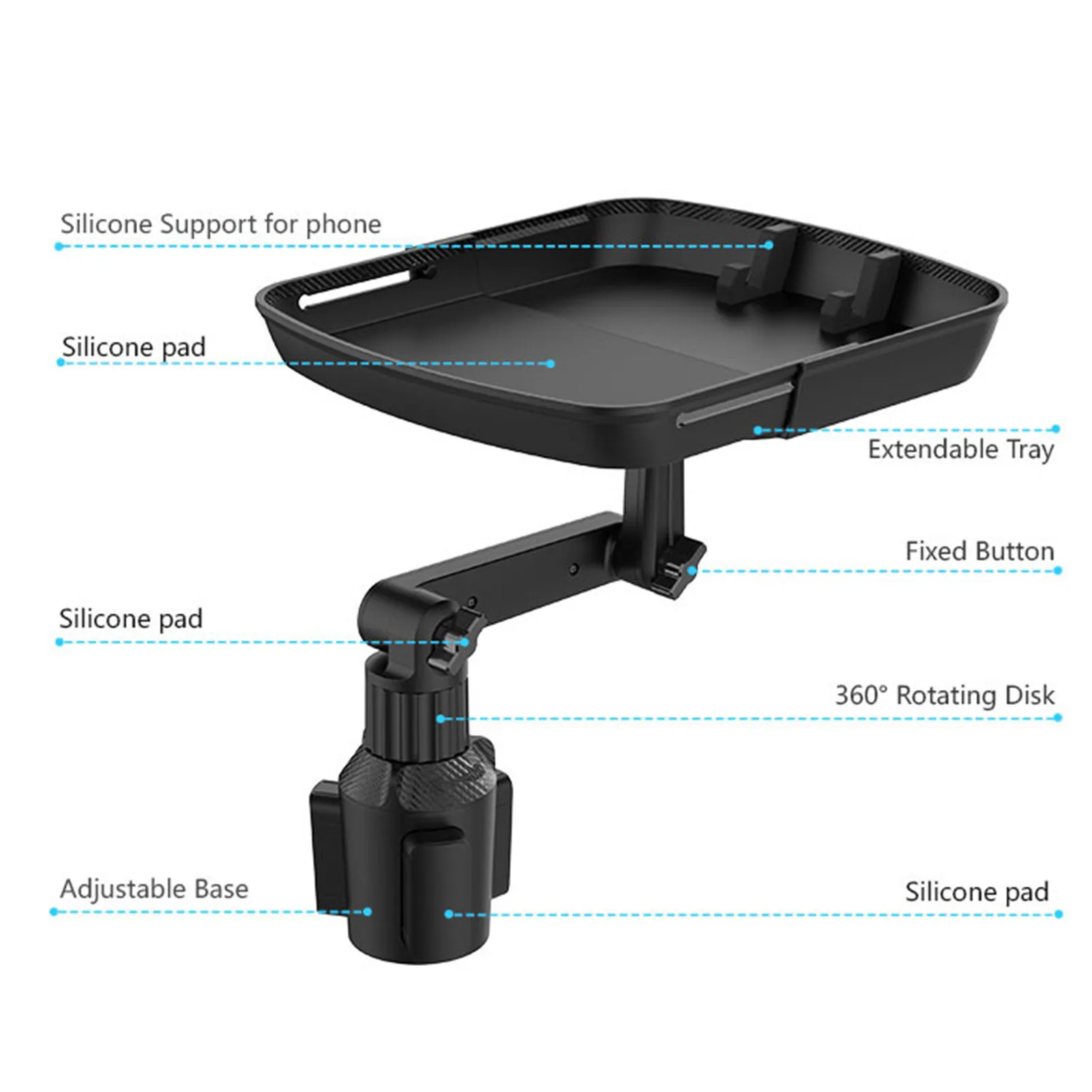 Cup Holder Tray Table Adjustable Car Snack Tray Multifunctional Stretchable Cup Holder Desk With Phone Holder Car Food Drink Tra