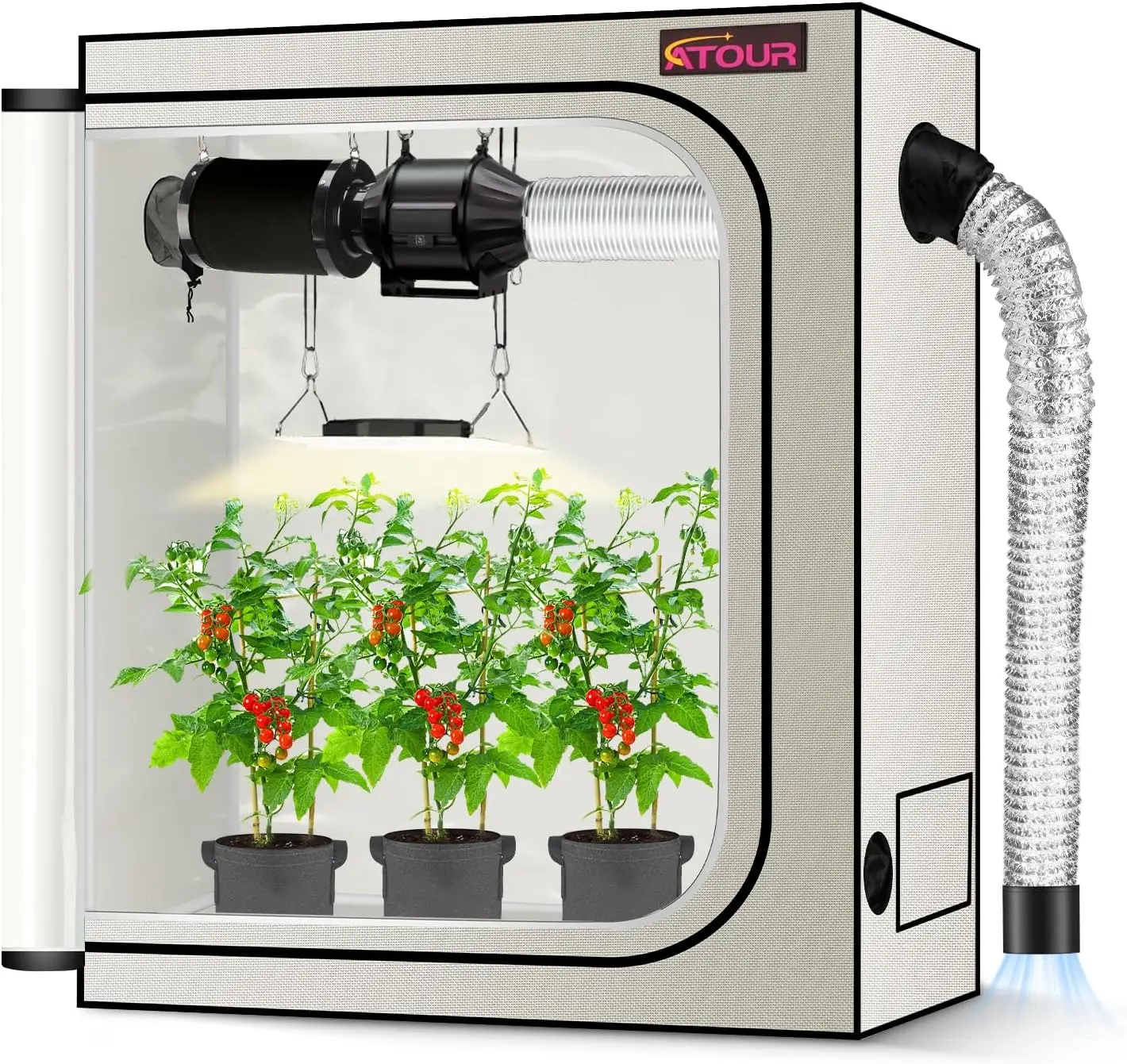 

LED Grow Light Tent with High Reflective PE Film, 1680D Canvas Plant Tent for Hydroponics Indoor Plants (48x24x60 inches)