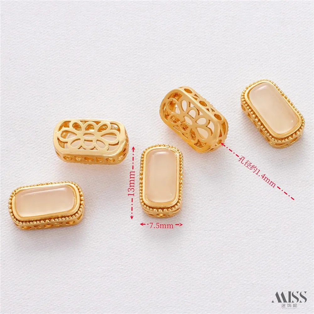

Matte Gold Color Retention Imitation Hetian Jade Engraved Hollow Bead Transfer Bead DIY Bracelet Necklace Jewelry Accessories