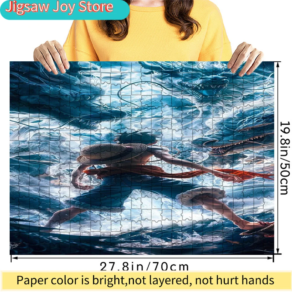 

Premium Paper Jigsaw Puzzle One Piece Monkey D. Luffy vs Sea Dragons Scene Anime Art High Quality Cardboard Puzzle for Family En