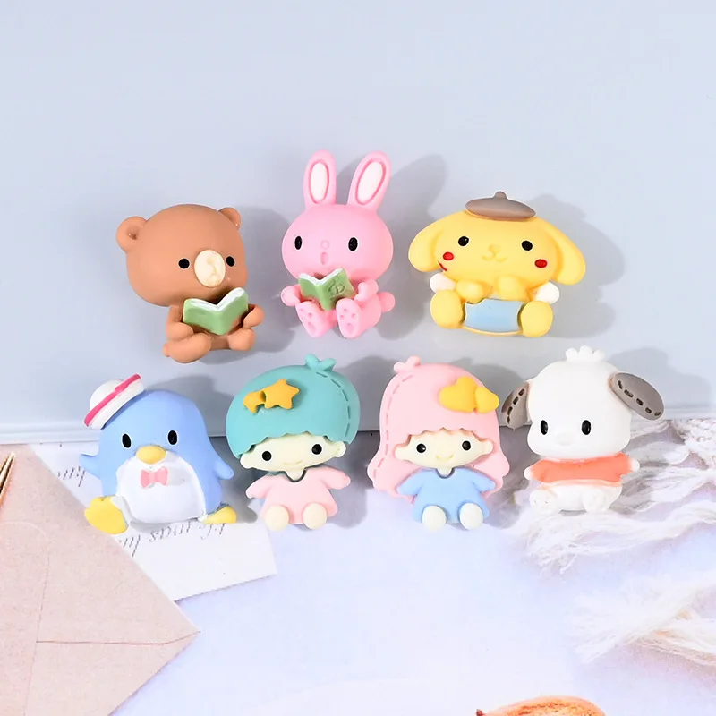 10pcs Kawaii Cartoon Resin Animals Princess Cabochons Scrapbooking Material Accessories Miniature Craft DIY Flatback Decoration