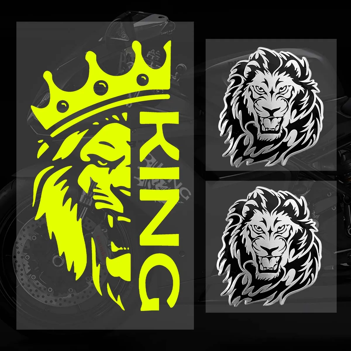 

Светоотражающие виниловые наклейки с изображением льва, алюминиевые наклейки, боковая панель для кузова, задняя коробка, украшение для кузова, аксессуары для мотоциклов