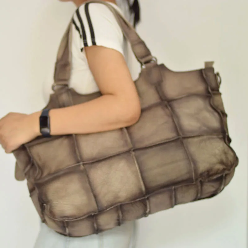 

High-End Women's Top Layer Cowhide Leather Tote Bag Large Capaci Commuter Bag Sli Summer Trendy Crossbody Bag