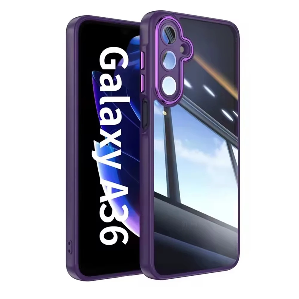 Luxus Metall Rüstung Transparente Telefon Fällen für Samsung A56 A36 A26 A16 A07 A17 A06 4G 5G Kamera objektiv Glas Anti-Fall Acryl