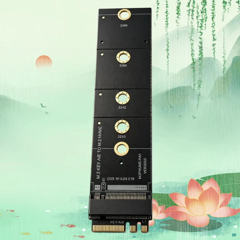 M.2 KEY A-E to NVME Key-M Adapter Expansion Card Riser WIFI Interface to 2230-2280 M2 NVME SSD Converter Supports WIN10/WIN11 OS