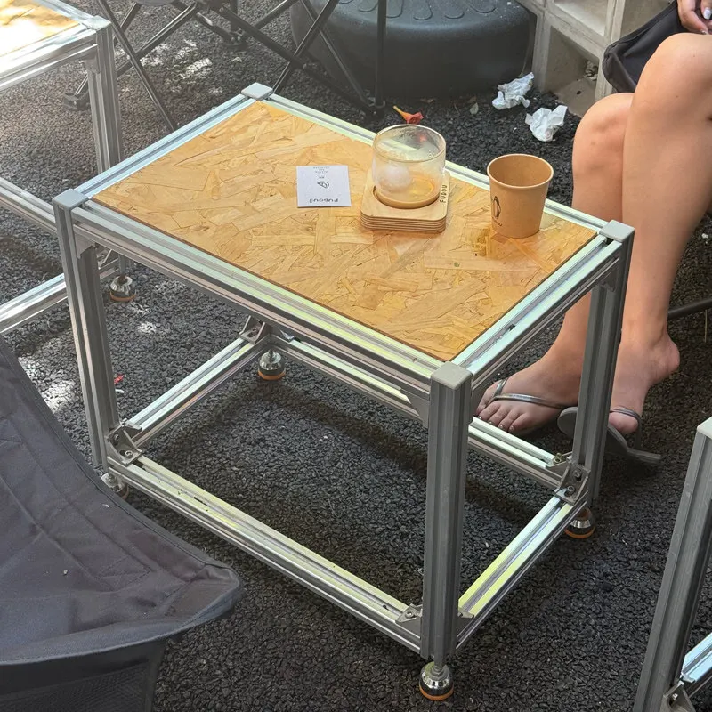 Aluminum Coffee Table Minimalist Square Side Table  Living Room Coffee Shop Tea Café Tables Household Furniture Low Tables