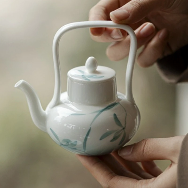 

Hand Painted Orchid Ceramic Teapot with Filter Vintage Gradient Glaze Tea Set Gift for Home Decor Tea Lovers