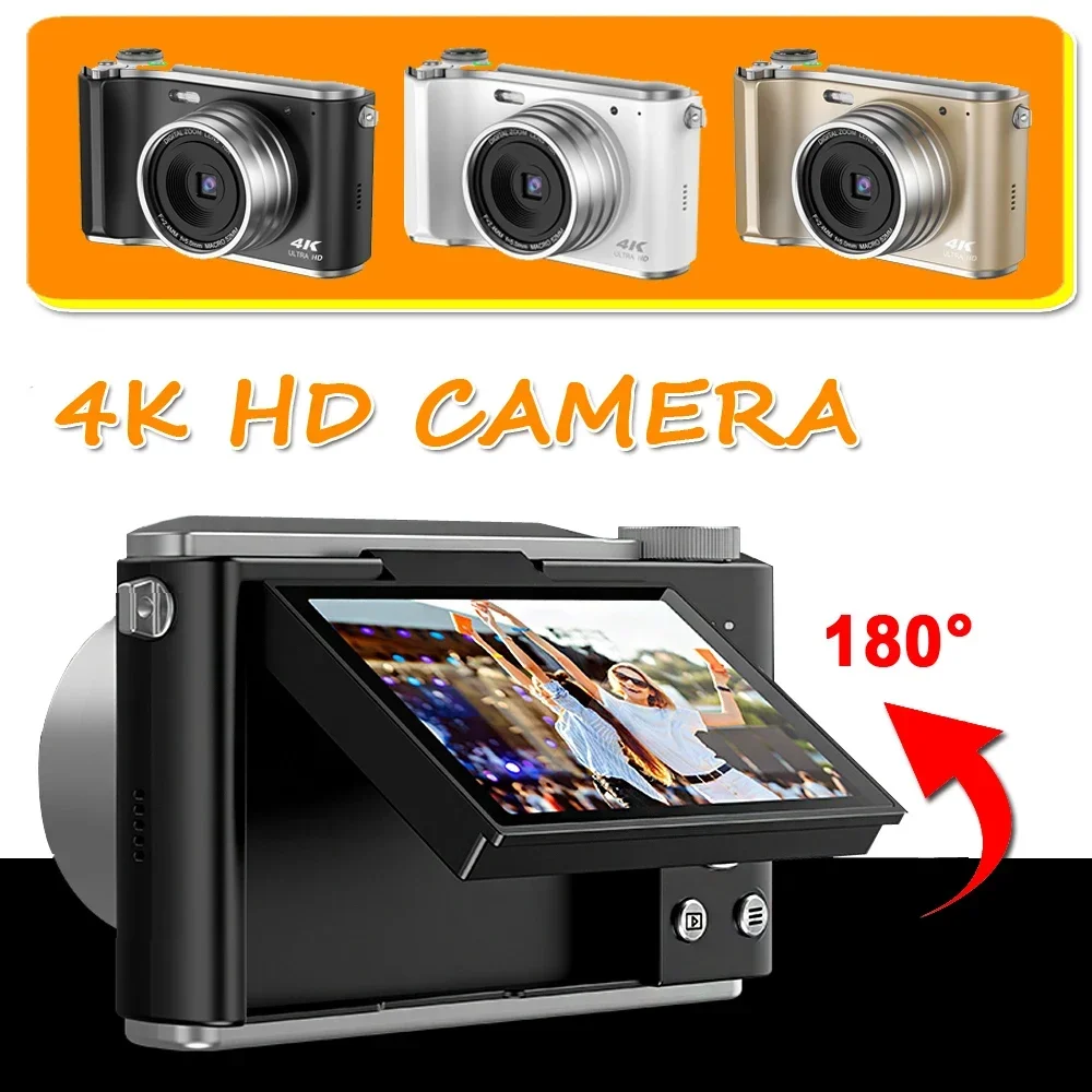 

64MP Digital Photography Camera 4K 16X Digital Zoom Vlog Video Recorder YouTube 180° Flip Screen Cameras Selfile Web Cam RENEAR