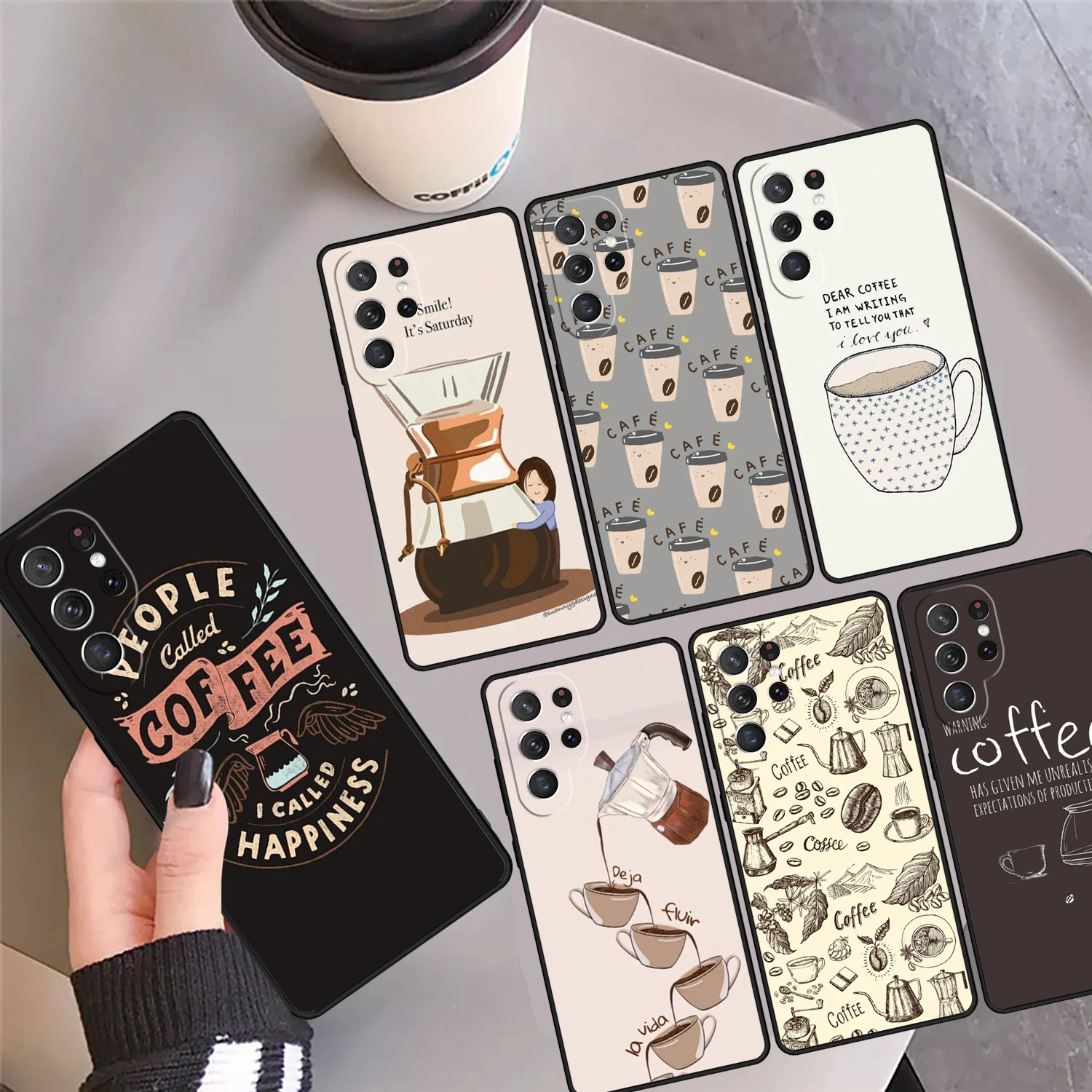 

Coffee Caffeine Lover Phone Case Cover Coque For Samsung Galaxy S24 Ultra 23 S22 Plus S21 FE S20 S8 S9 S10 Note 10 Pro Note 20