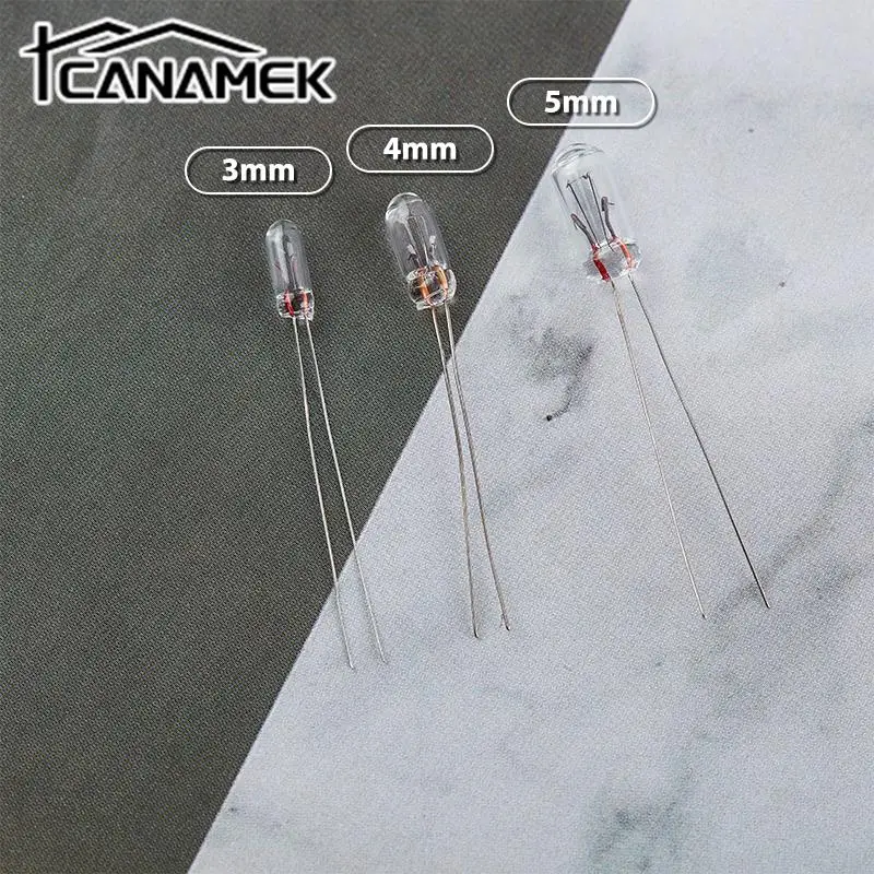 0.07A ขนาดเล็ก10ชิ้น3มม. 4มม. 5มม. 1.5V,3V,6V, 9V,12V, 24V หลอดไฟเอดิสันไส้หลอดไส้ข้าว