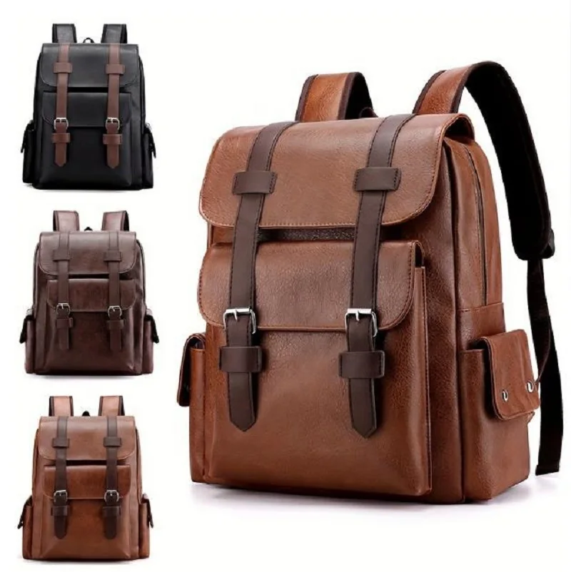2026 Korean New Preppy Style Soft Leather Backpacks Men Women's Fashion High Capacity Travel Shoulder Bags Notebook School Bag