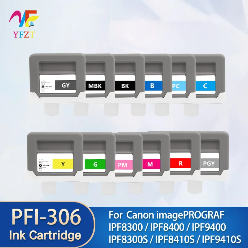 PFI-306 PFI306 Ink Cartridge With Pigment Ink Chip For Canon iPF8300 iPF8300S iPF8400 iPF8400S iPF8410 iPF8410S iPF9400 iPF9400S