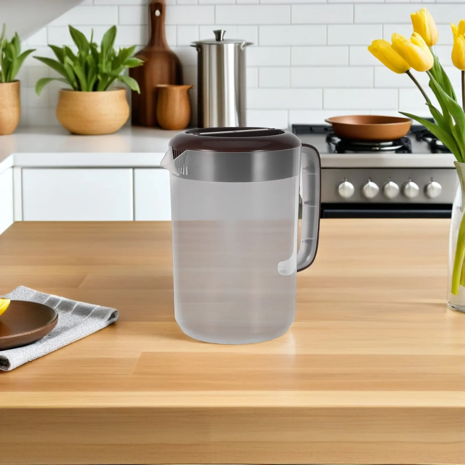 Jarra de Agua Fría de Gran Capacidad, Jarra de Plástico Transparente de 5L, Garrafa de Bebidas para Refrigerador, Jarra para Jugo, Agua, Té Helado y Frutas