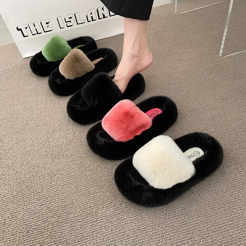 

Thick Slippers Women 2024New Winter Indoor Outdoor Home Warm Comfortable Cotton Shoes Fashionable Flat Casual Shoes