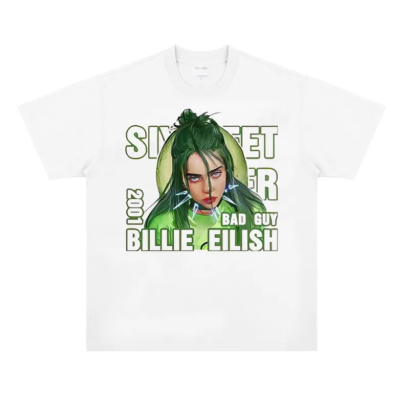 Bili Surrounding Vintage Rap Hip-Hop Rock Loose Short-Sleeved T-Shirt Digital Print