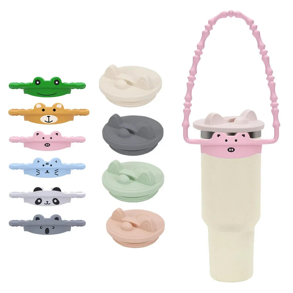 portable silicone lovely cup handle Lanyard non-slip bottle case cap for 40oz compatiable for Stanley accessories Anti scalding