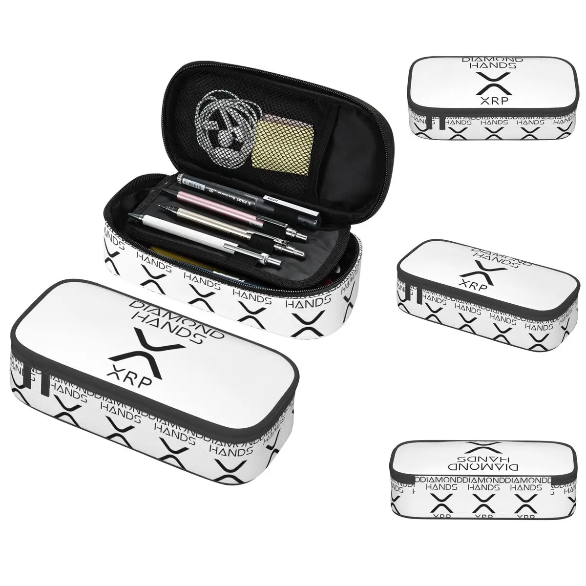 

XRP Ripple Crypto Diamond Hands Pencil Case for Studen Gifts Pen Box Pencil Bag Stationery Supplies Pen Holder Bag