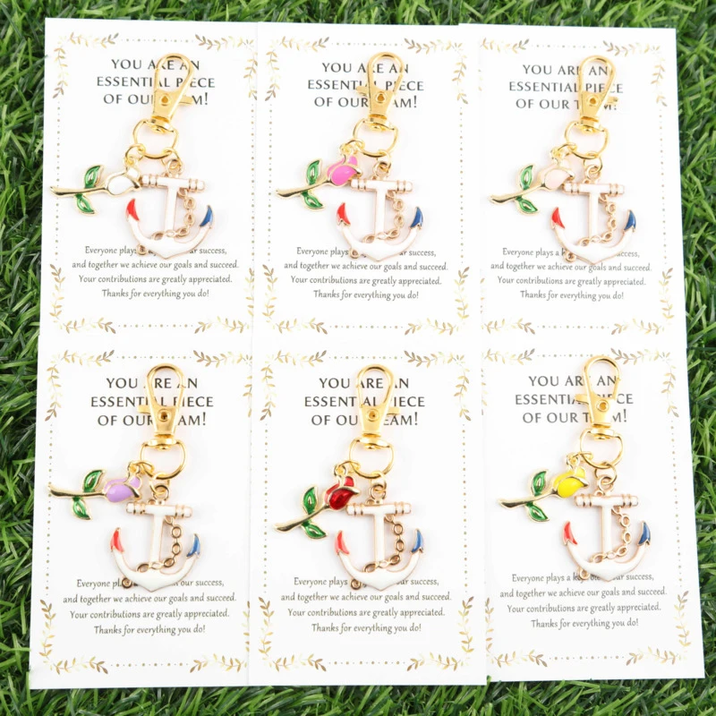 6A fun anchor and rose keychain set Suitable for bag pendants Keychain Pendant Headphone packaging decorationDIYPendant Party Gi - view 2
