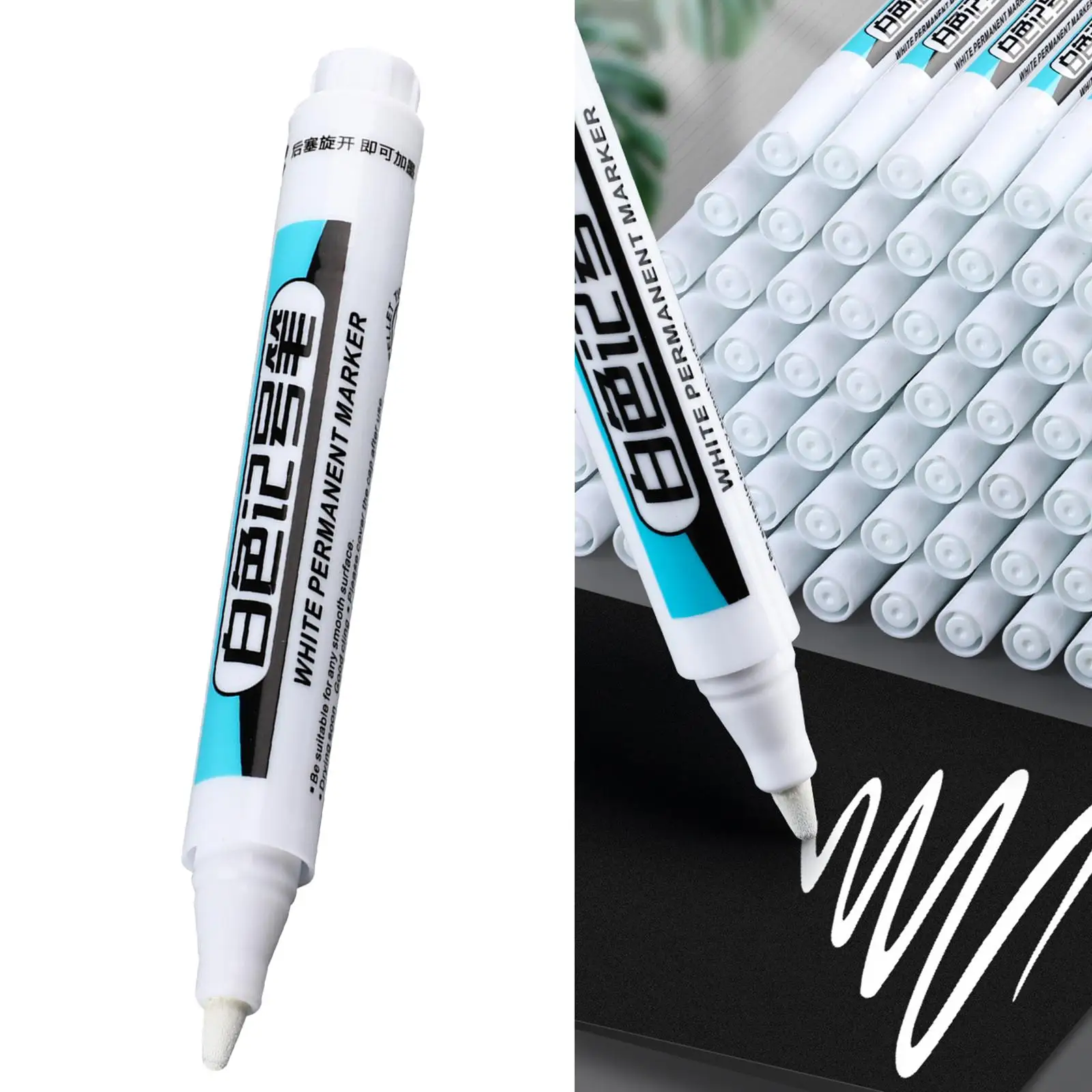 

2xMultipurpose White Markers Paint Pen Glass Drawing Bathroom Foam Carpenter Marker Pen