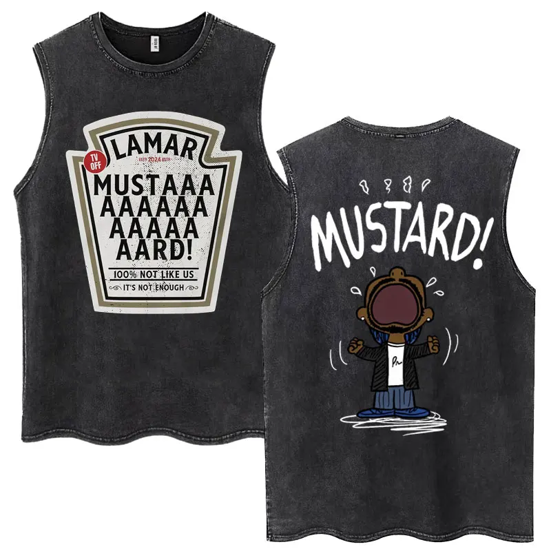 

Kendrick Lamar Mustard Washed майки в стиле хип-хоп мужские высококачественные футболки без рукавов популярная музыка повседневная хлопковая свободная футболка