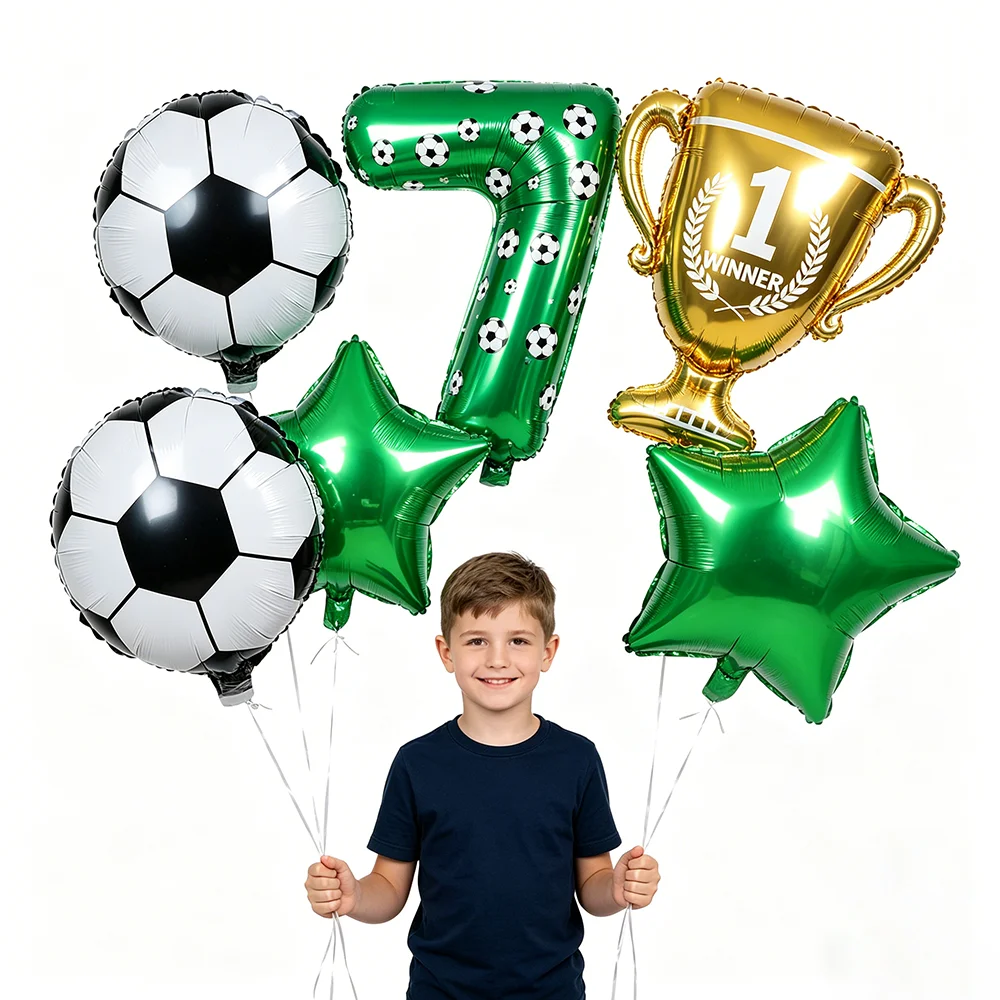 Fußball-Ballon-Set 7. Geburtstag Deko für Jungen Fußball-Geburtstagsparty Zubehör Fußball-Party-Ballons Fußball-Sport-Themen-Geschenke