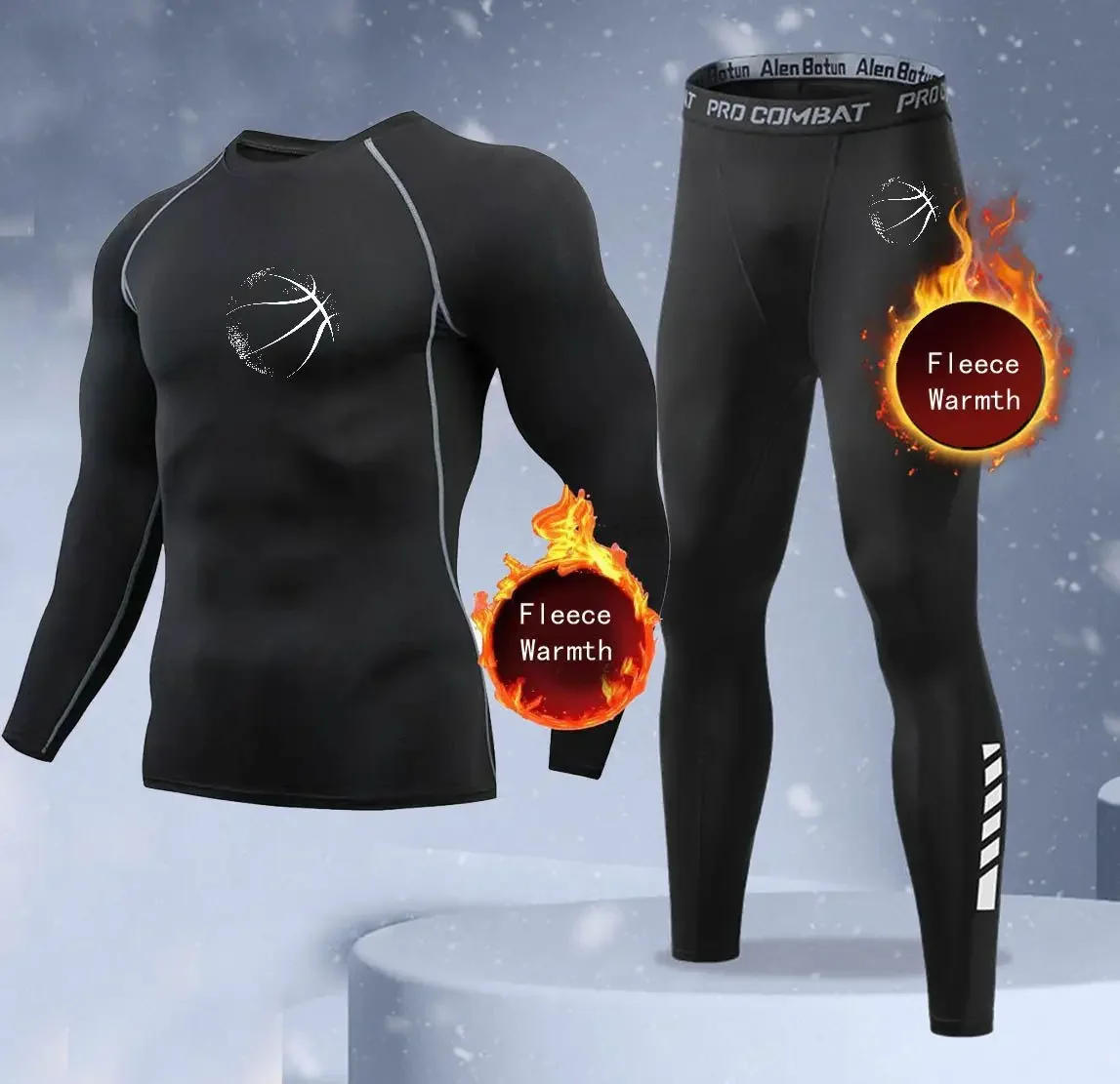 Winter new sportswear men's and women's two-piece fitness suit, simple line basketball pattern print comfortable and warm fabric