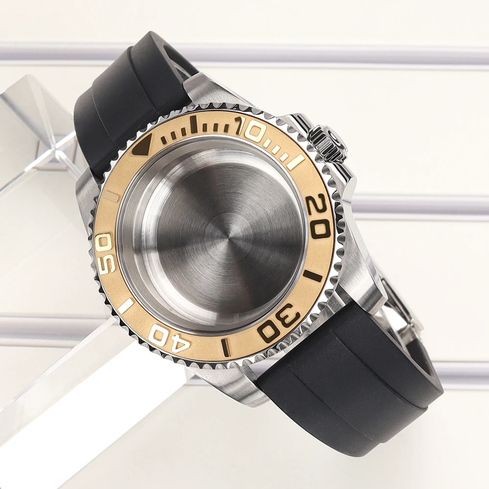40mm Herren 20ATM Uhrengehäuse Gummiarmband Saphirglas für YACHT NH35 NH36 NH34 4R 7S26 Miyota 8215 ETA2824 Automatik-Uhrengehäuse Ersatzteil – Detail 3