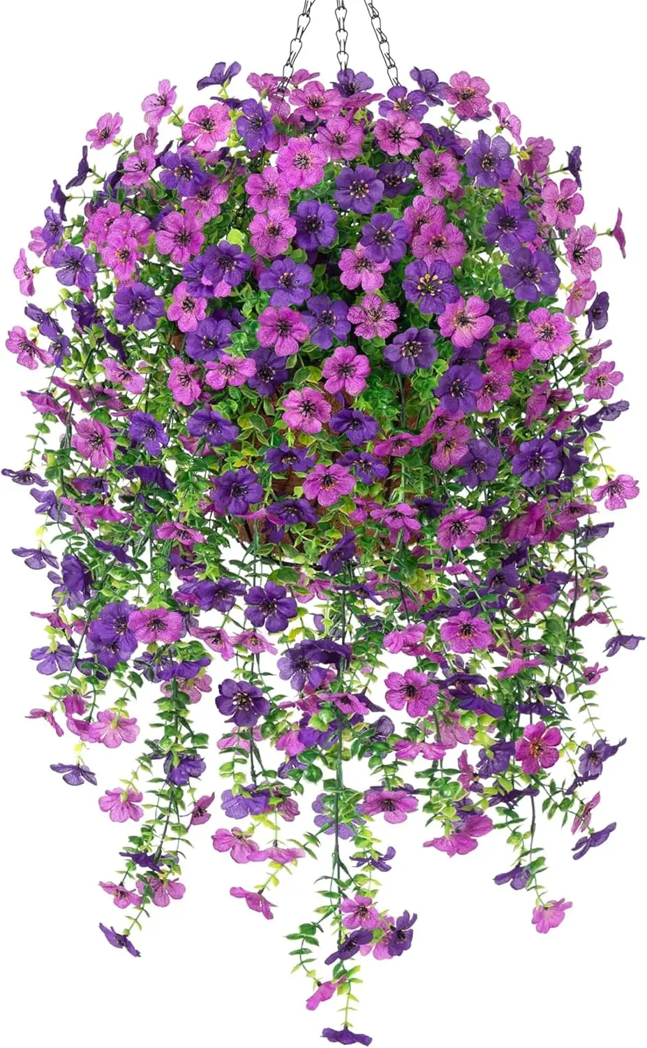 

Artificial Faux Hanging Flower Plants with Basket Outdoor Spring Decoration, Fake Silk Flowers Daisy Planter Euc Reali