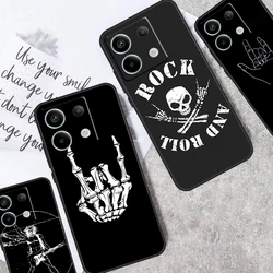 Rock Roll Skull Case For Xiaomi Redmi Note 13 Pro 11 10 9 12 Pro 9S 10S 11S 12S Redmi 9C 10C 12C 13C Cover