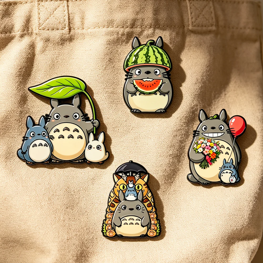 4pcs Anime Cartoon Forest Creature Cute Cat Enamel Pin Badge for Backpack Kawaii Animal Lapel Pin Gift for Fans Collectors