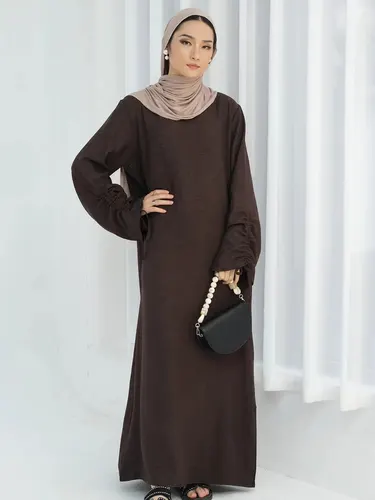 Imagen 2 del producto Vestido modesto islámico Eid para mujer Abaya con cordones manga Marruecos Casual Ramadán Vestidos oración Kaftan Dubai vestido largo musulmán