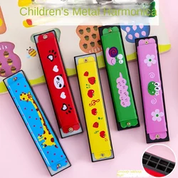 12/24 Pcs Cartoon Metal 16 Hole Harmonica Children's Birthday Party Wedding Guest Gift Easter Christmas Carnival Gift Souvenir