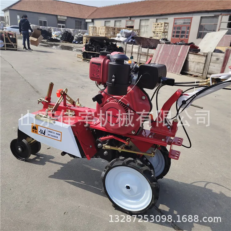 

Four wheel drive rear rotary micro tiller with small gear transmission, diesel rotary tiller for weeding, furrowing, and plowing