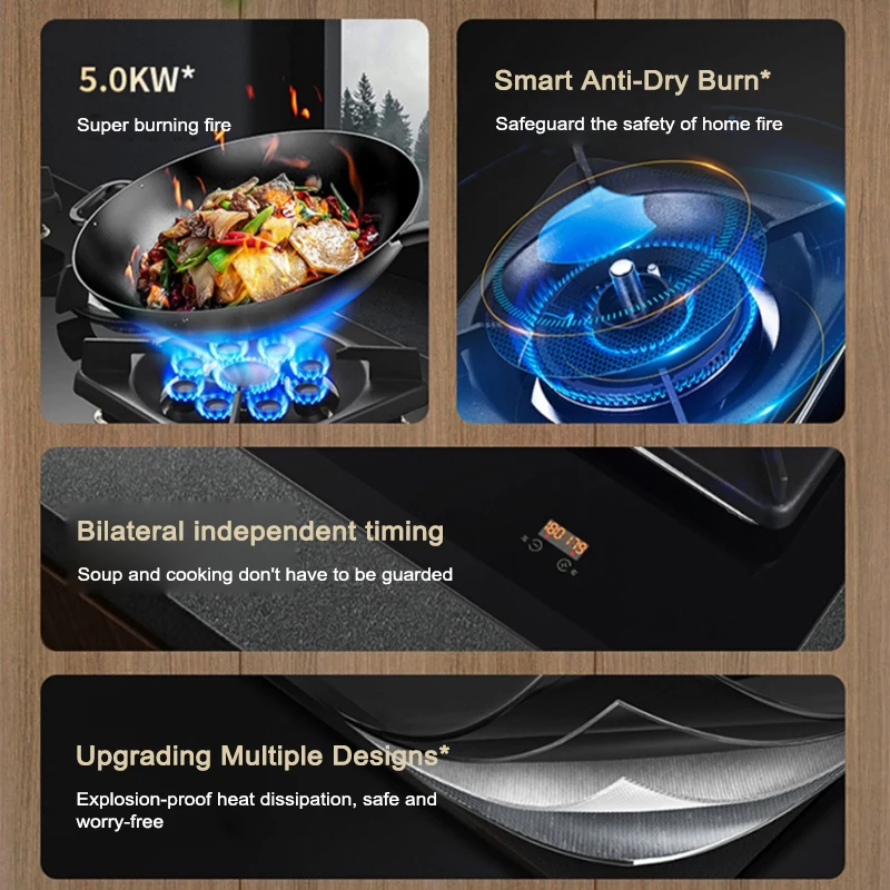 Three-eye gas stove gas stove embedded household natural gas timing fierce fire multi-eye stove three-headed stove