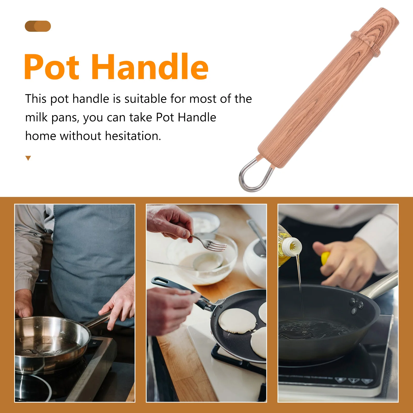 

Bakelite Replacement Cooking Pot Handle Nonslip Heat Resistant Grip Compact Size Suitable for Milk Pan