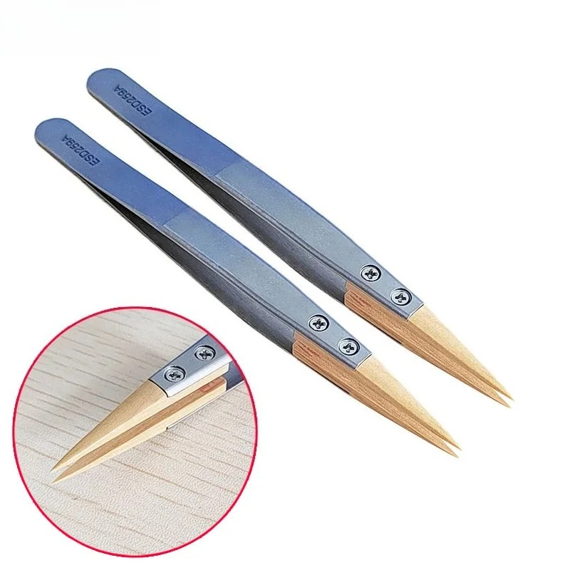Watch repair tools boxwood tweezers precision antimagnetic tweezers No. 27 pointed insulation does not hurt parts