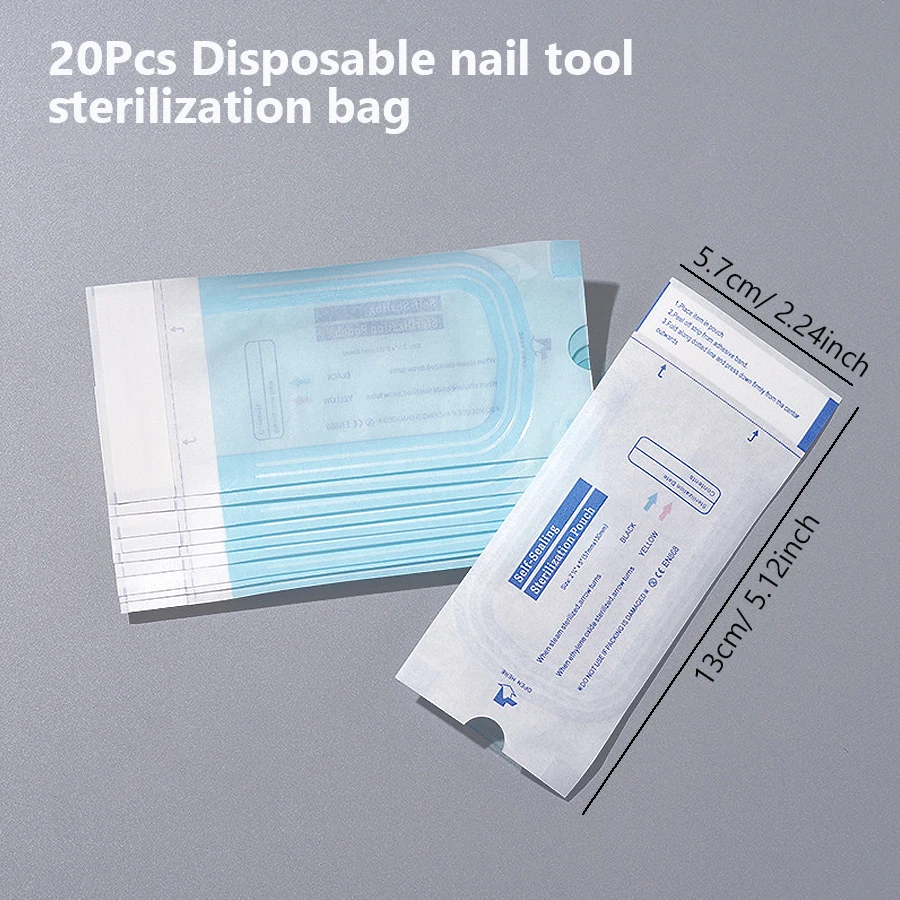 20 Stück Sterilisationsbeutel für Nagelkunstwerkzeuge mit farbwechselnder Anzeige, selbstdichtende Umschläge für Nipper, Schere, Pinzette – Detail 5