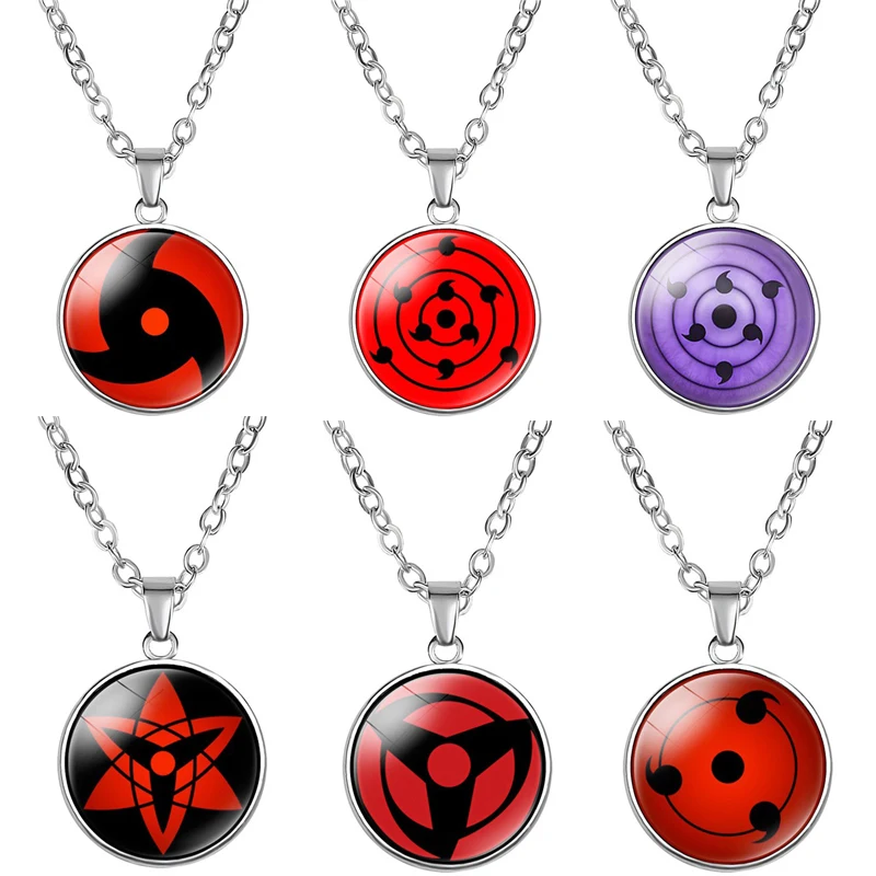 Collares con diseño de ojo Sharingan de anime, colgante Mangekyou de Uchiha Kakashi, gargantillas góticas de nueva moda para fanáticos, regalo para mujeres y hombres