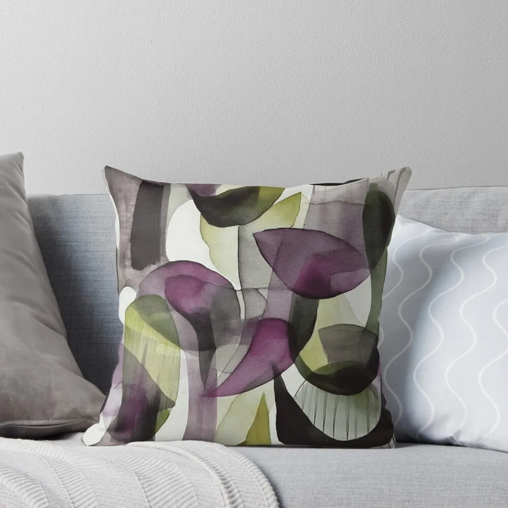 Abstract Watercolor in Purple and Green Throw Pillow luxury decor Cushion Cover For Sofa Pillow