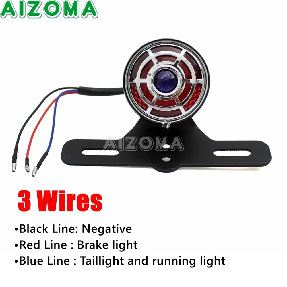 Retro Motorcycles Custom License Plate Taillight 12v LED Brake Taillamp For Harley Yamaha Honda XS650 Cafe Racer Universal Light
