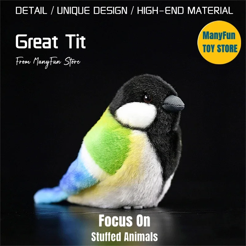 Great Tit Plush Toy Tomtit Plushie Chickadee Peluche Lifelike Titmouse Birds Stuffed Animals Simulation Doll Toy For Kids