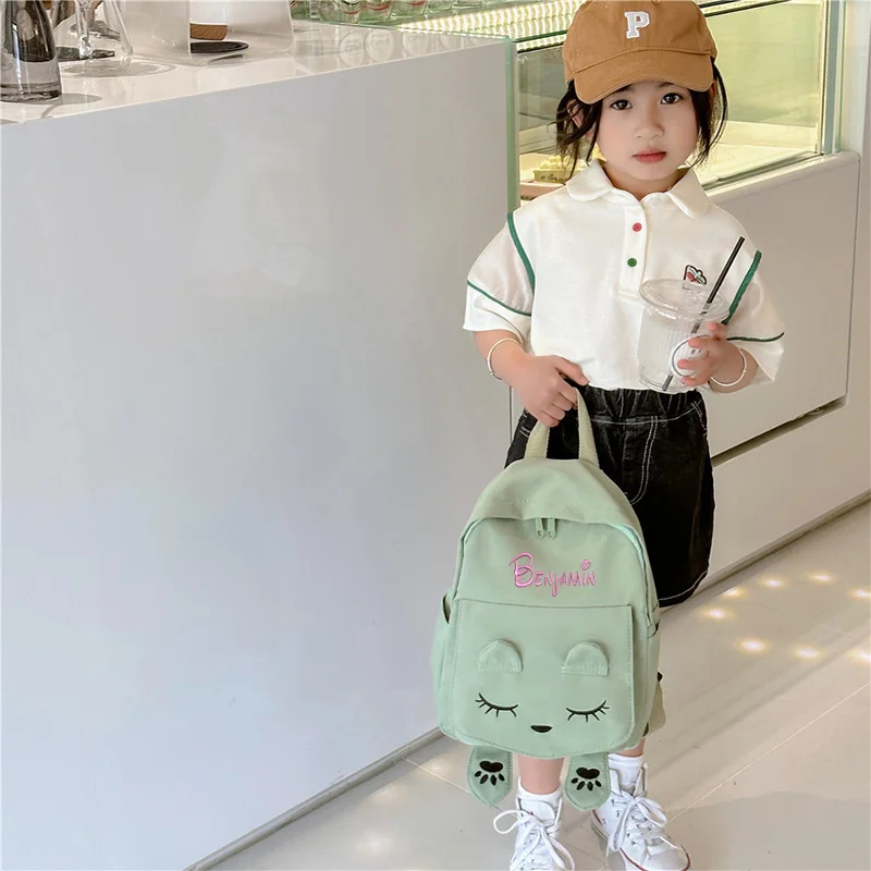 Custom Embroidery Cute Cat Backpack Children Travel Shoulder Bags Personalized Name Birthday Gifts Schoolbag Girls Boys Backpack