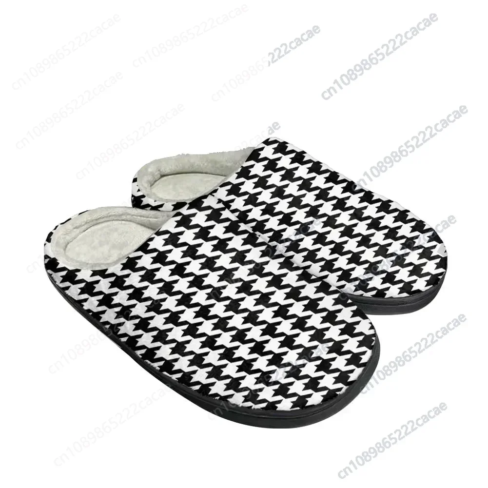 

Houndstooth Pattern Fashion Cotton Custom Slippers Mens Womens Sandals Plush Casual Keep Warm Shoes Thermal Comfortable Slipper